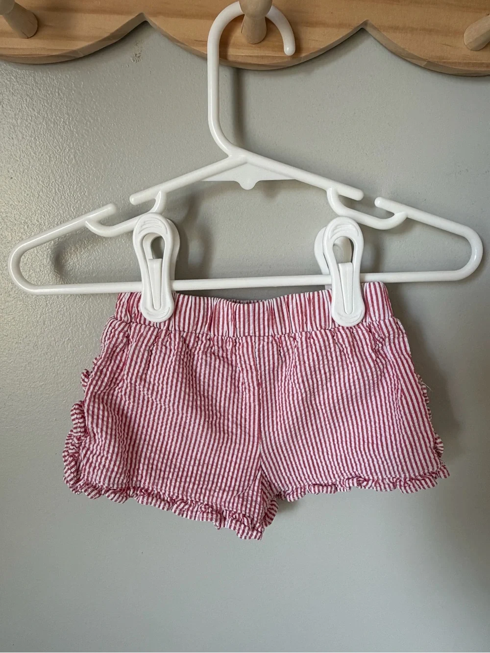 Starting Out Girls 6M 2pc Red/White Striped Ruffle Top & Shorts Cotton Set